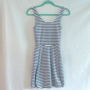 Divided Blue & White Stripe Flirty Summer Dress Size 4